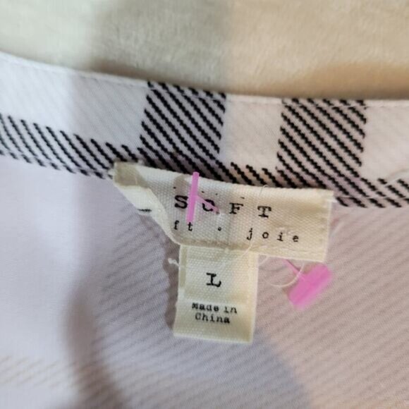 Soft Joie Dane Plaid Blouse in Iris & Porcelain - Size Large - Picture 6 of 10